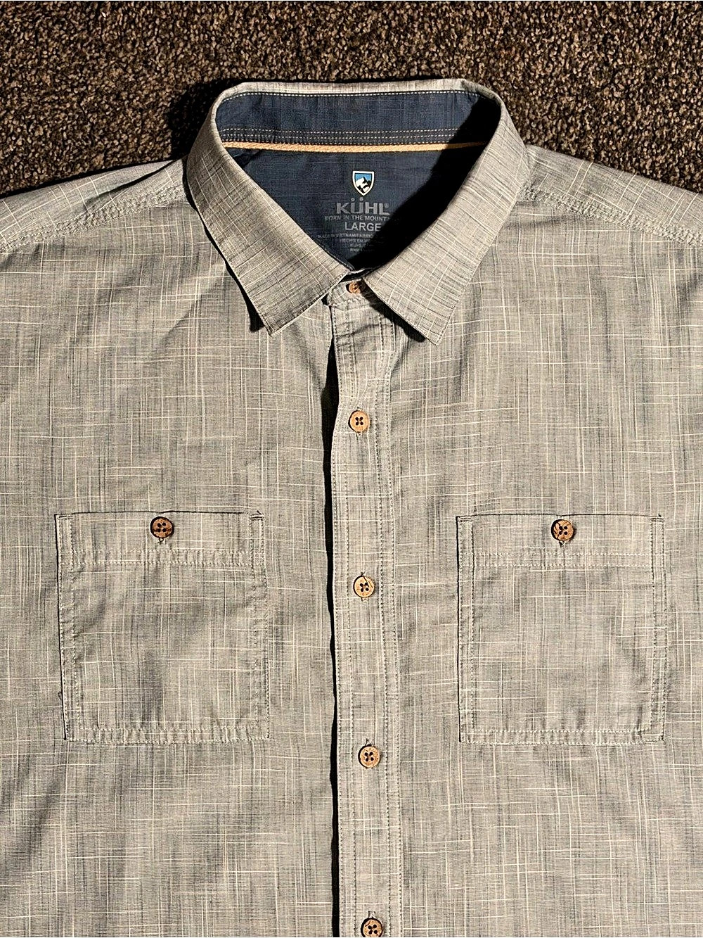 Kühl Checkered Short Sleeve Shirt in Gray Size Large
